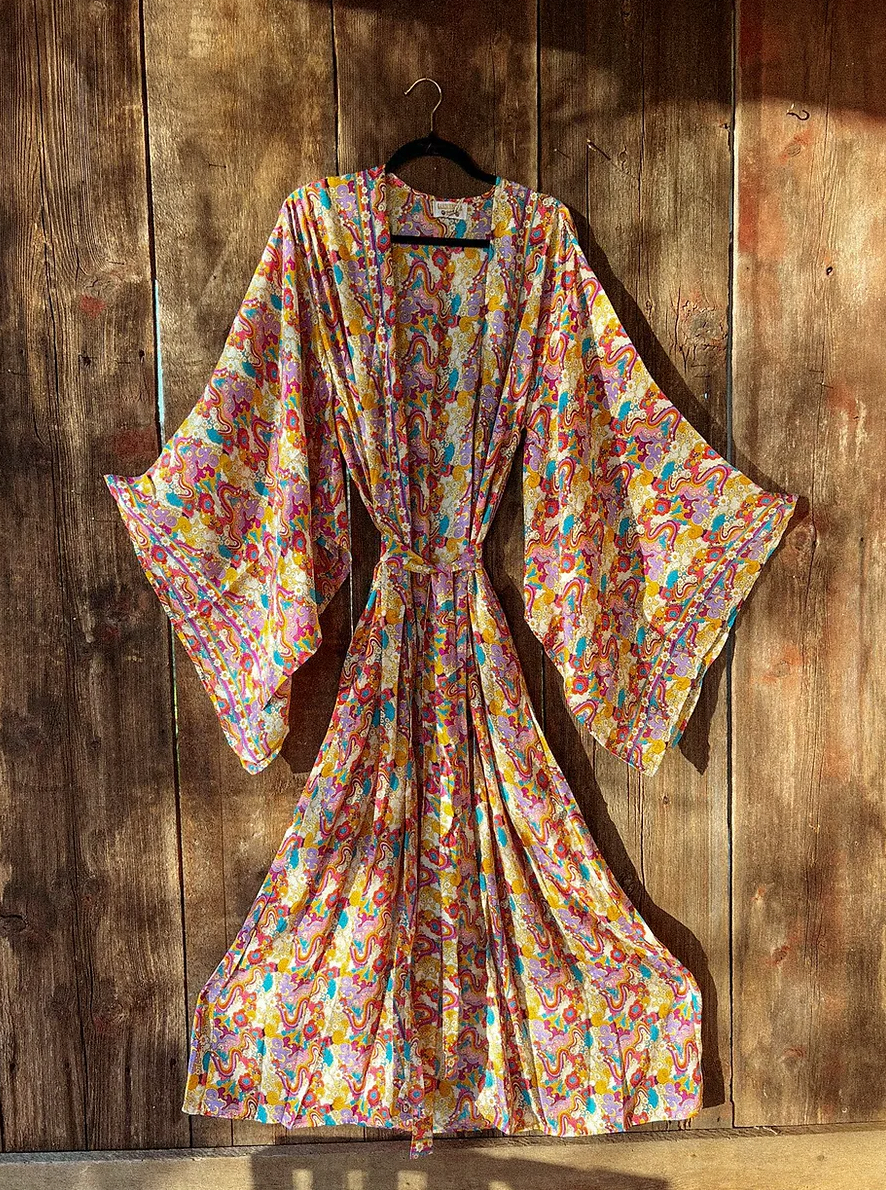 Boho Rainbow Kimono, Duster Robe – Witsandroots